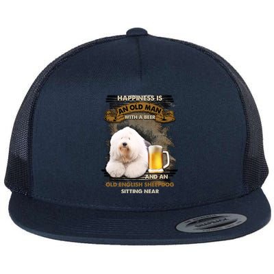 Old English Sheepdog Sitting Near Gift For You Gift Flat Bill Trucker Hat