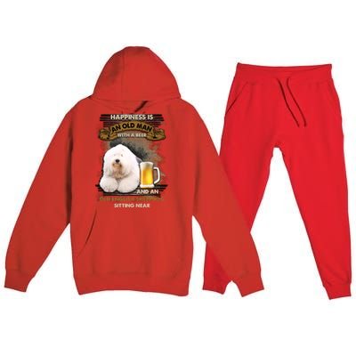 Old English Sheepdog Sitting Near Gift For You Gift Premium Hooded Sweatsuit Set