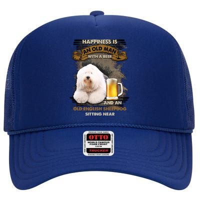 Old English Sheepdog Sitting Near Gift For You Gift High Crown Mesh Back Trucker Hat