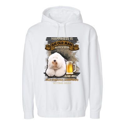 Old English Sheepdog Sitting Near Gift For You Gift Garment-Dyed Fleece Hoodie