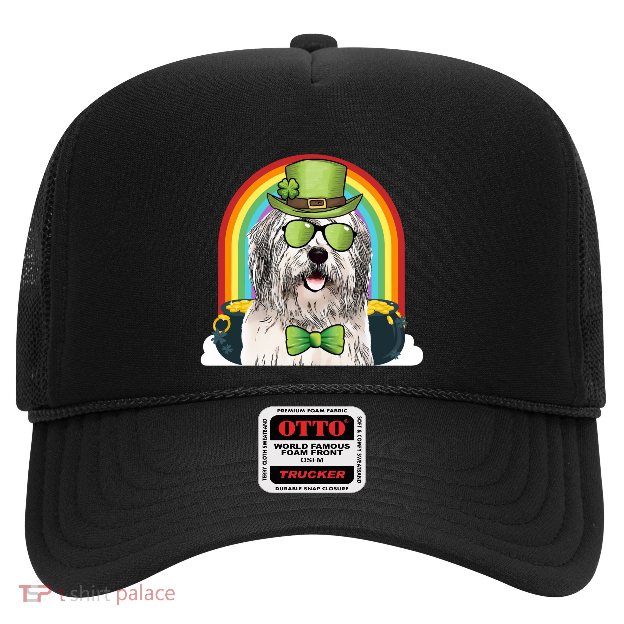 Old English Sheepdog Dog Leprechaun Funny St Patricks Day Gift Trucker Hat