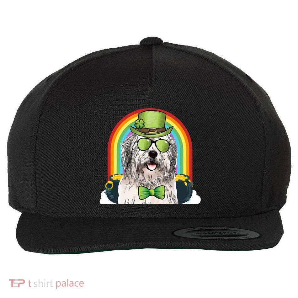 Old English Sheepdog Dog Leprechaun Funny St Patricks Day Gift Wool Snapback Cap