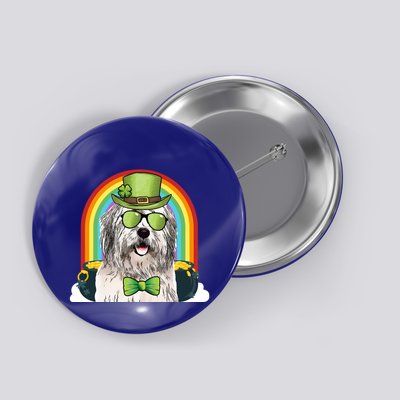 Old English Sheepdog Dog Leprechaun Funny St Patricks Day Gift Button