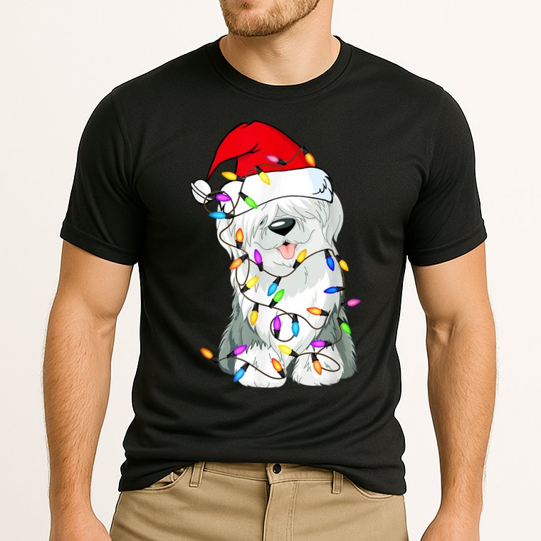 Old English Sheepdog Dog Light Decor Christmas Dog Cooling Performance Crew T-Shirt