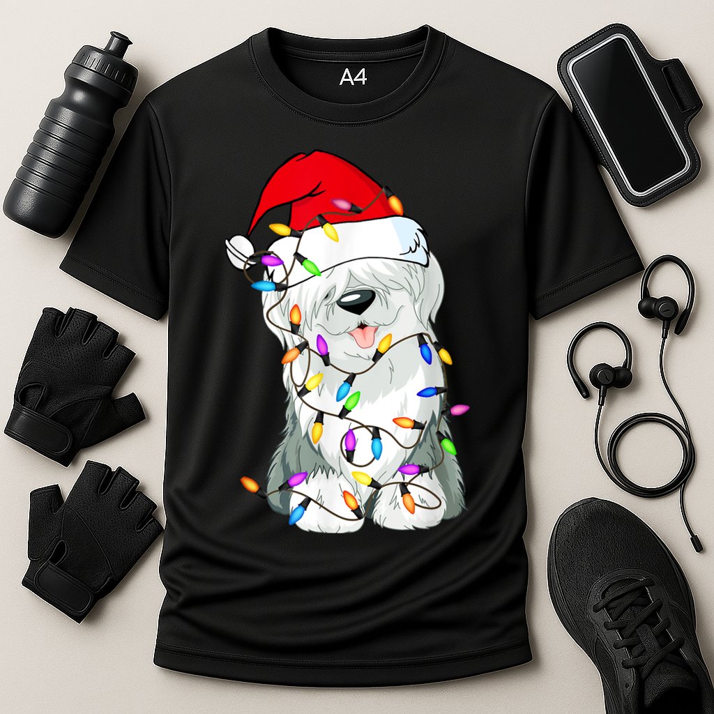 Old English Sheepdog Dog Light Decor Christmas Dog Cooling Performance Crew T-Shirt