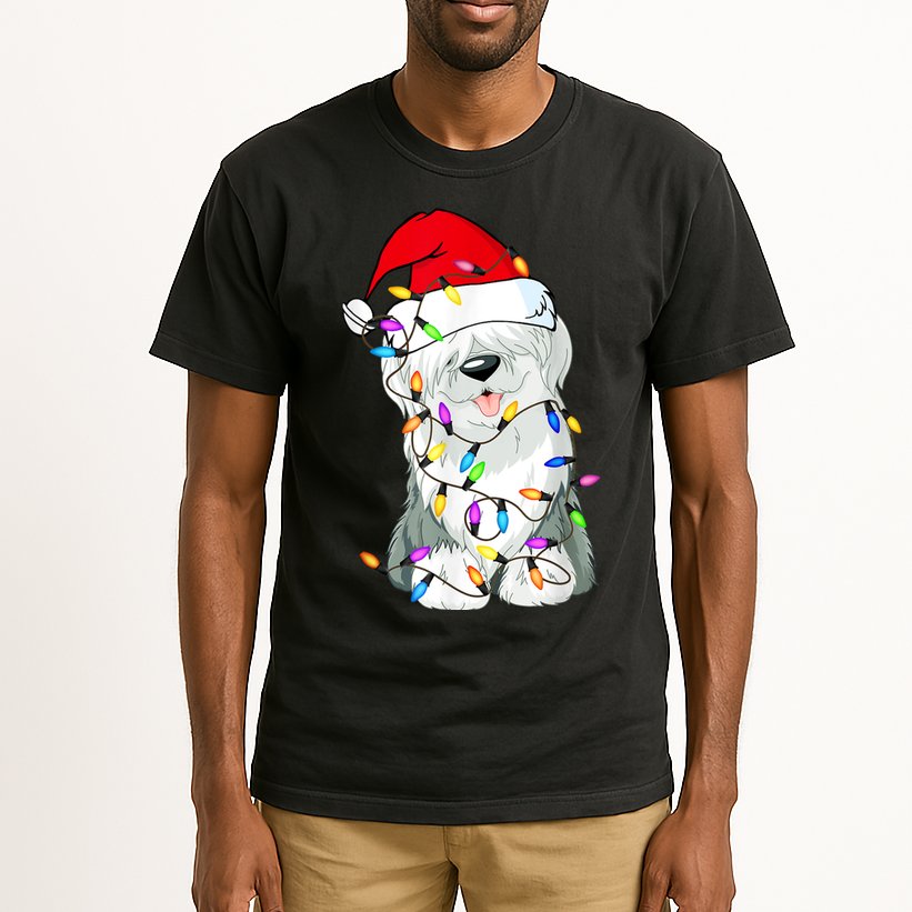 Old English Sheepdog Dog Light Decor Christmas Dog Tall T-Shirt