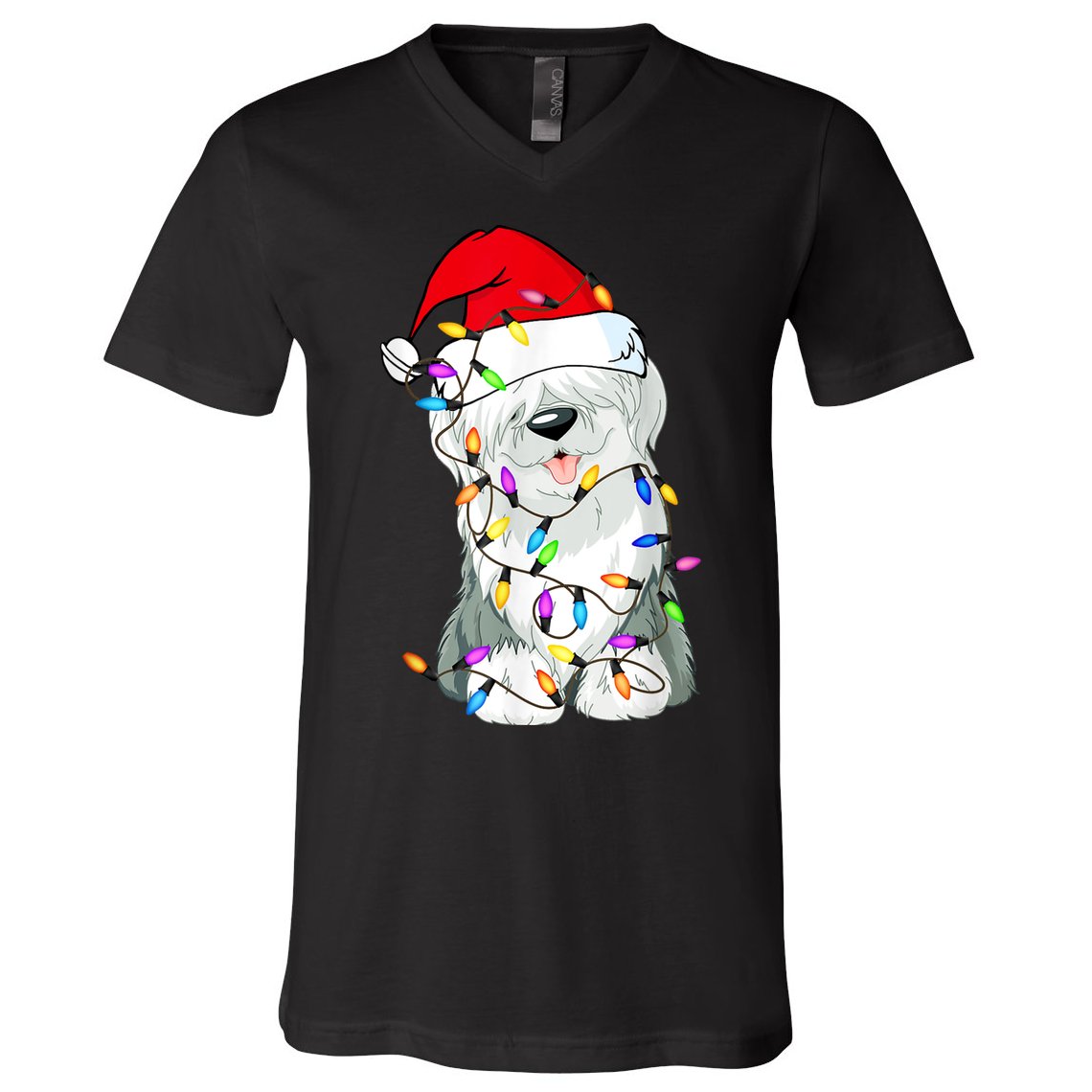 Old English Sheepdog Dog Light Decor Christmas Dog V-Neck T-Shirt