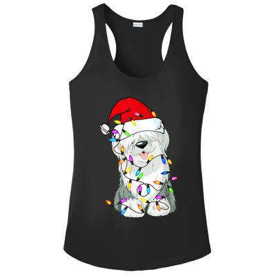 Old English Sheepdog Dog Light Decor Christmas Dog Ladies PosiCharge Competitor Racerback Tank