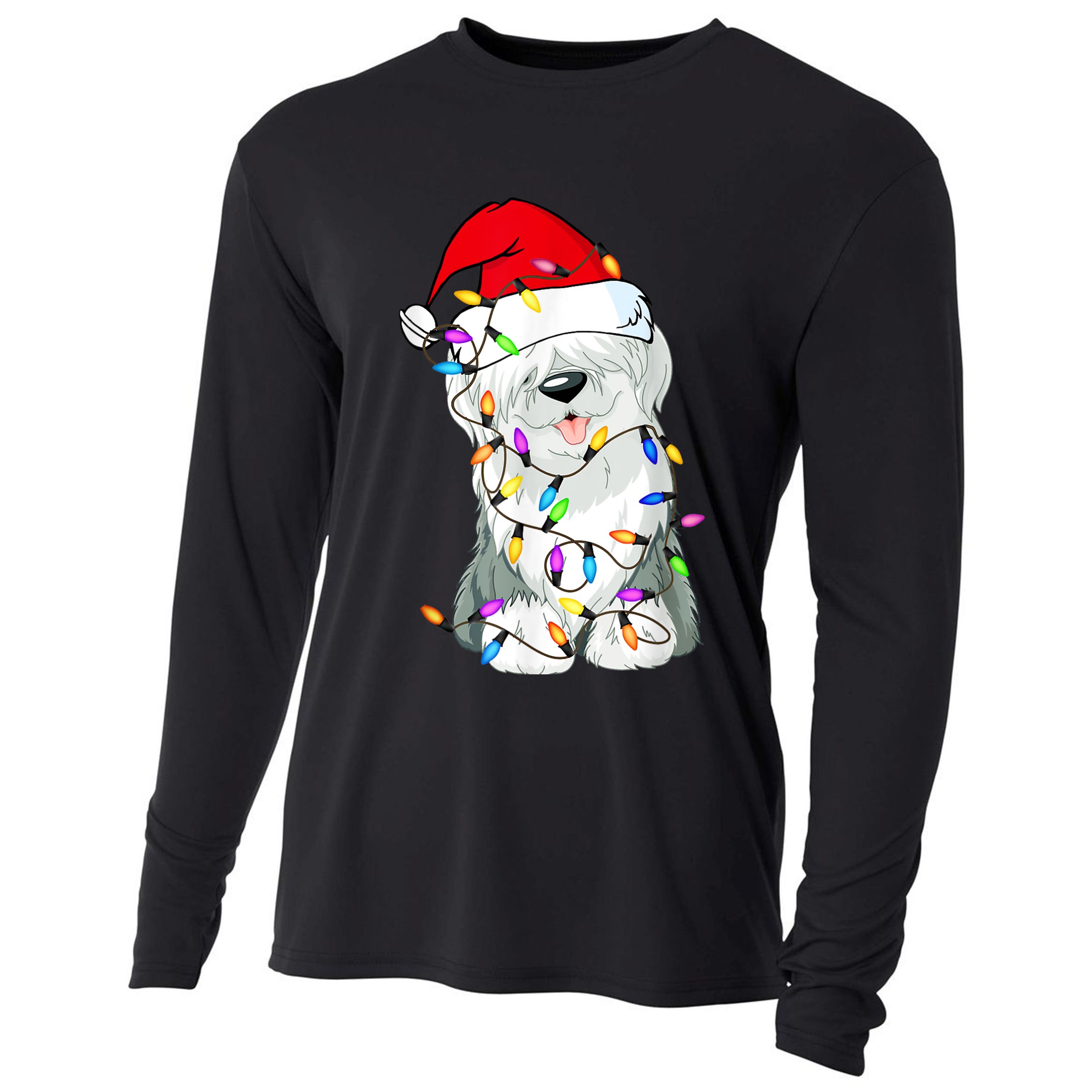 Old English Sheepdog Dog Light Decor Christmas Dog Cooling Performance Long Sleeve Crew