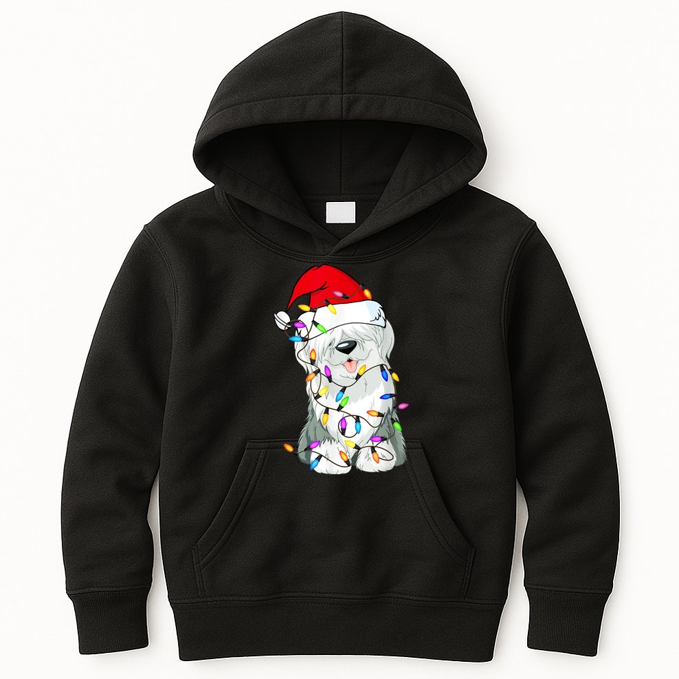 Old English Sheepdog Dog Light Decor Christmas Dog Kids Hoodie