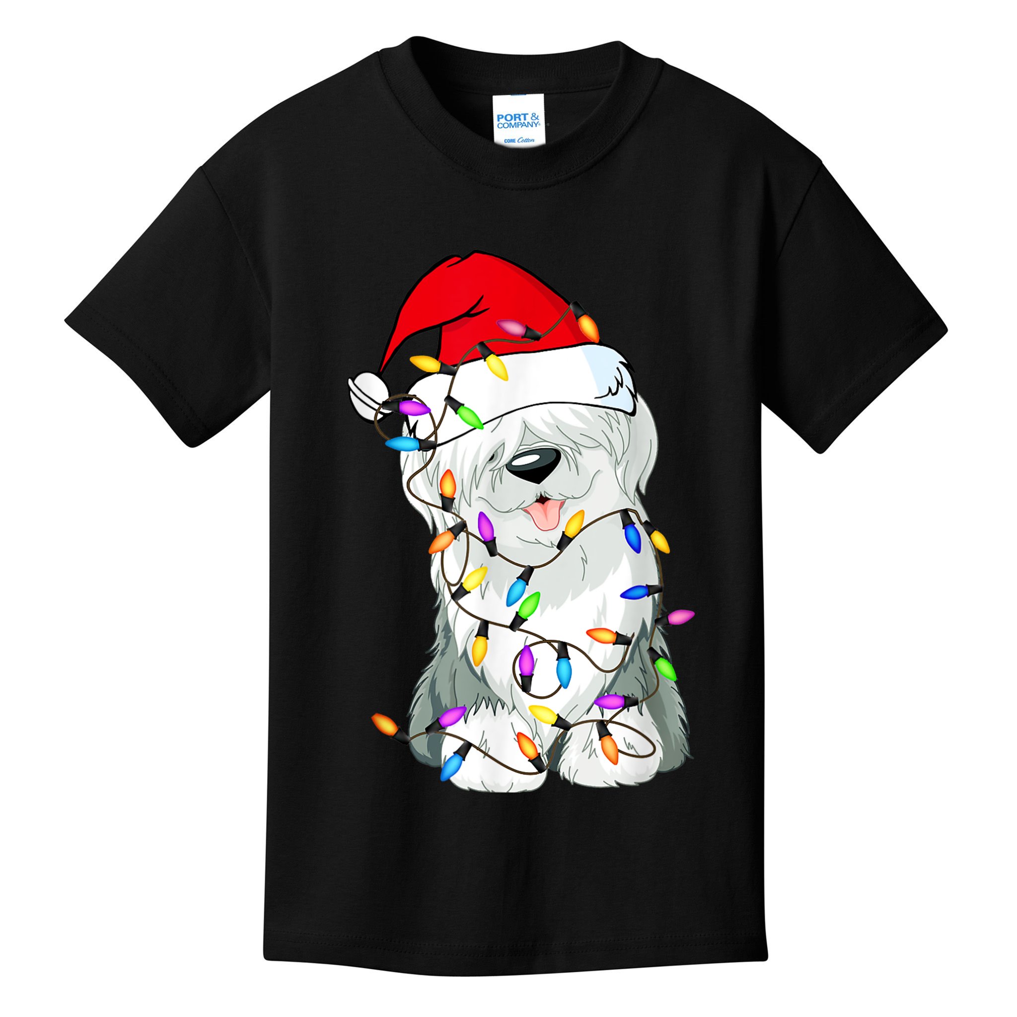 Old English Sheepdog Dog Light Decor Christmas Dog Kids T-Shirt