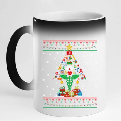 Ob Er School Nicu L And D Nurse Ugly Christmas Tree Sweater Gift 11oz Black Color Changing Mug