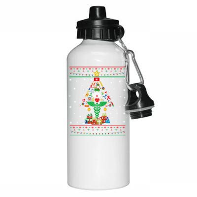 Ob Er School Nicu L And D Nurse Ugly Christmas Tree Sweater Gift Aluminum Water Bottle