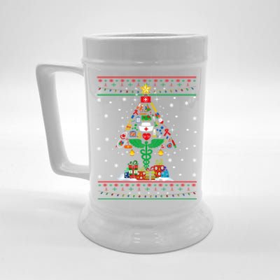 Ob Er School Nicu L And D Nurse Ugly Christmas Tree Sweater Gift Beer Stein