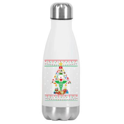 Ob Er School Nicu L And D Nurse Ugly Christmas Tree Sweater Gift Stainless Steel Insulated Water Bottle