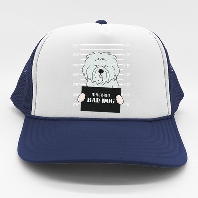 Old English Sheepdog Sheepie Mug Shot Bad Dog Mom Dad Gift Trucker Hat