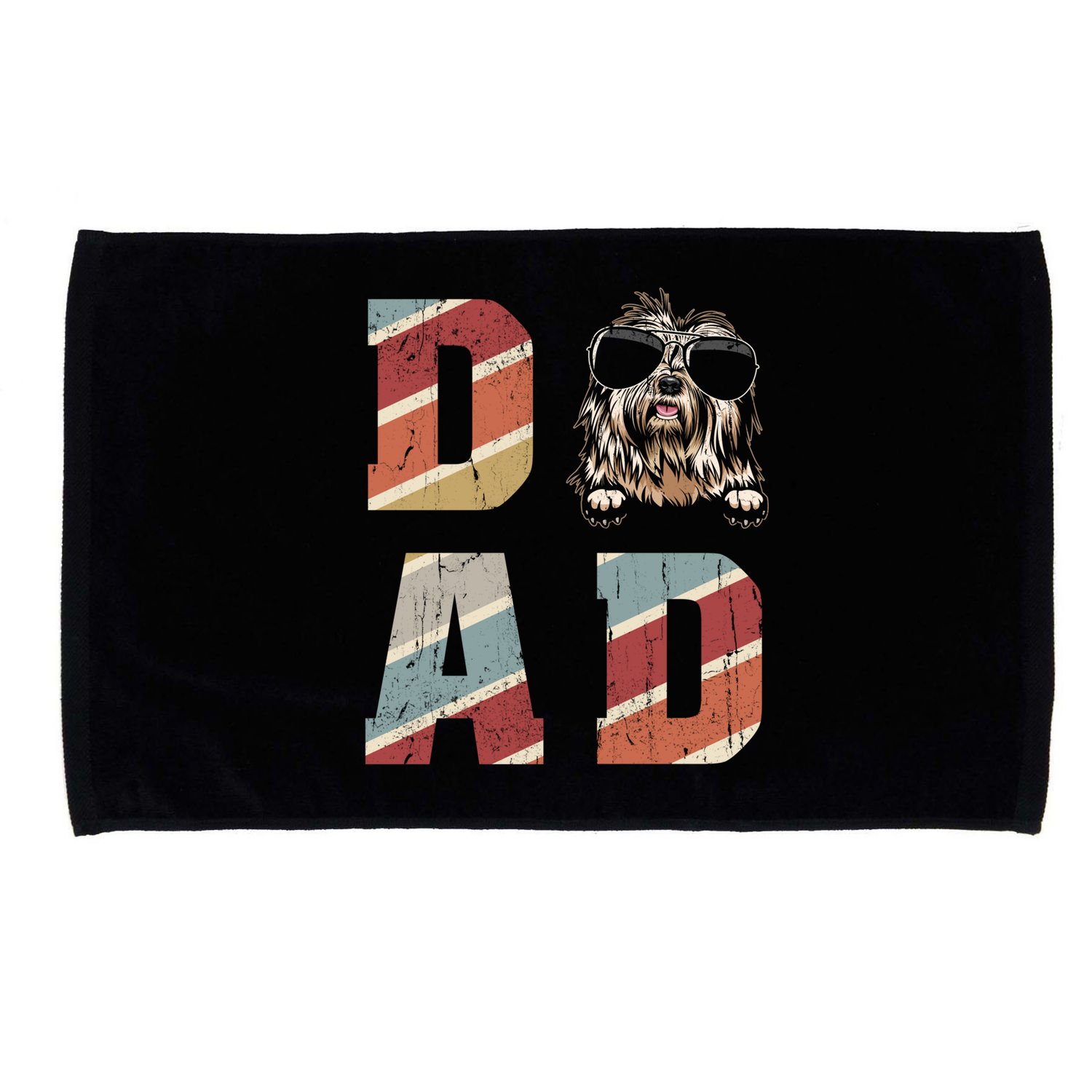 Old English Sheepdog Dad Cool For Dog Dad Retro Vintage Funny Gift Microfiber Hand Towel