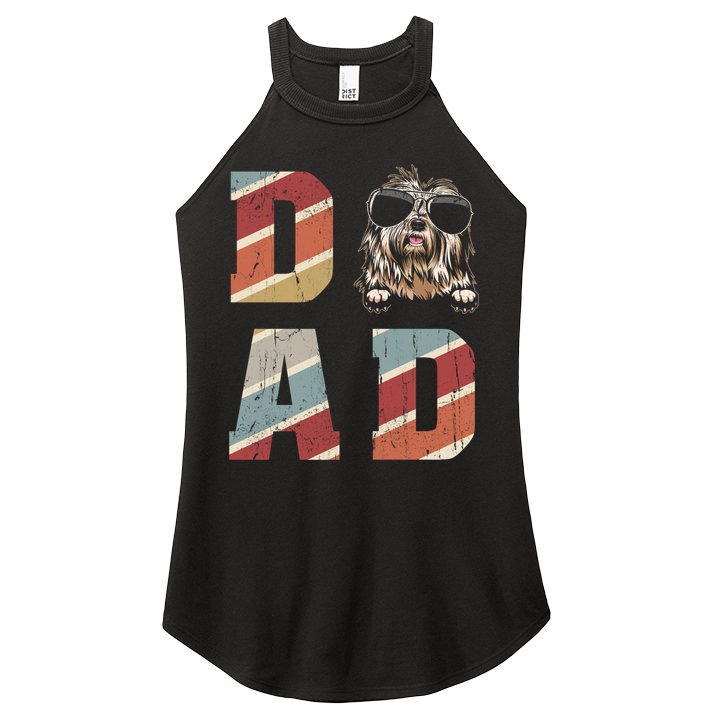 Old English Sheepdog Dad Cool For Dog Dad Retro Vintage Funny Gift Women's Perfect Tri Rocker Tank