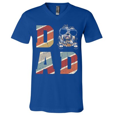 Old English Sheepdog Dad Cool For Dog Dad Retro Vintage Funny Gift V-Neck T-Shirt