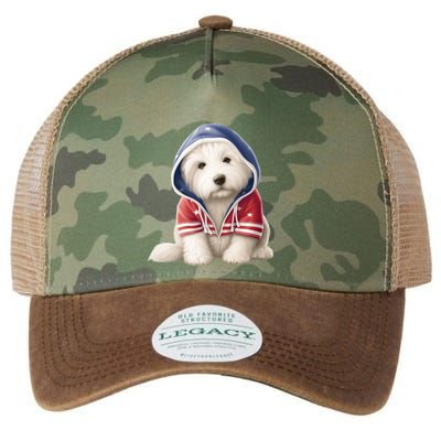 Old English Sheepdog Puppy USA Flag American Dogs 4th Of July Legacy Tie Dye Trucker Hat