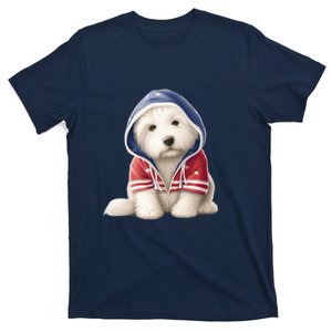 Old English Sheepdog Puppy USA Flag American Dogs 4th Of July T-Shirt