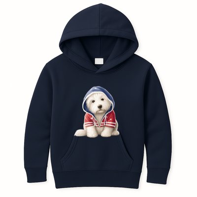 Old English Sheepdog Puppy USA Flag American Dogs 4th Of July Kids Hoodie