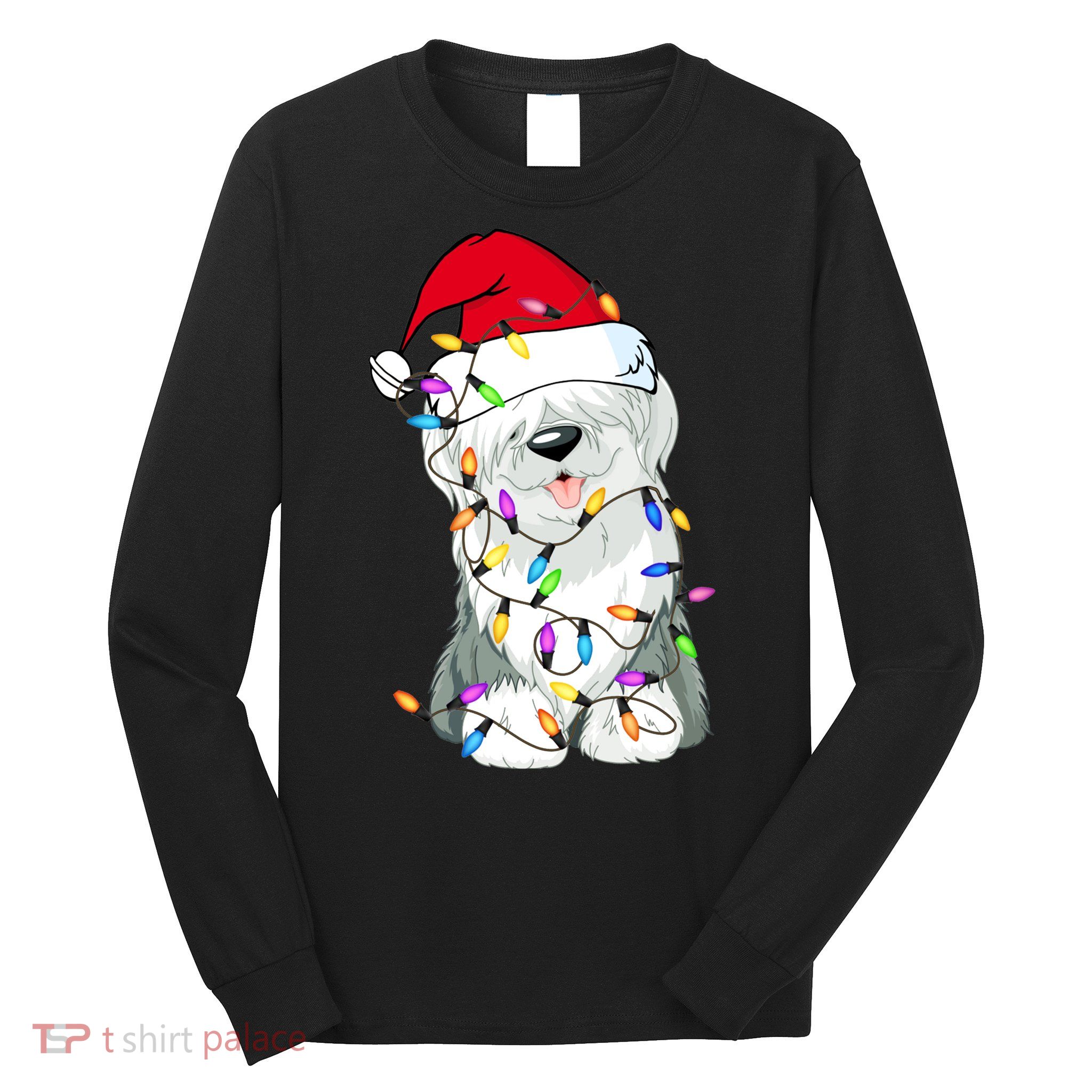 Old English Sheepdog Dog Light Decor Christmas Dog Lovers Long Sleeve TShirt Long Sleeve Shirt