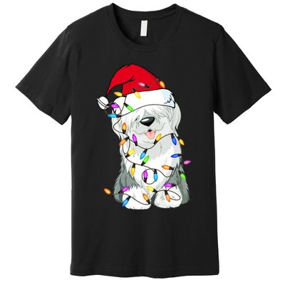 Old English Sheepdog Dog Light Decor Christmas Dog Lovers Long Sleeve TShirt Premium T-Shirt