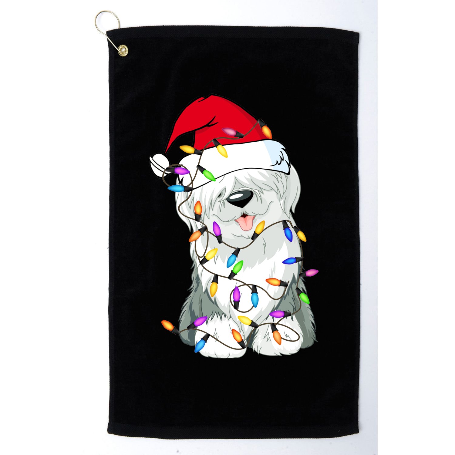 Old English Sheepdog Dog Light Decor Christmas Dog Lovers Long Sleeve TShirt Golf Towel