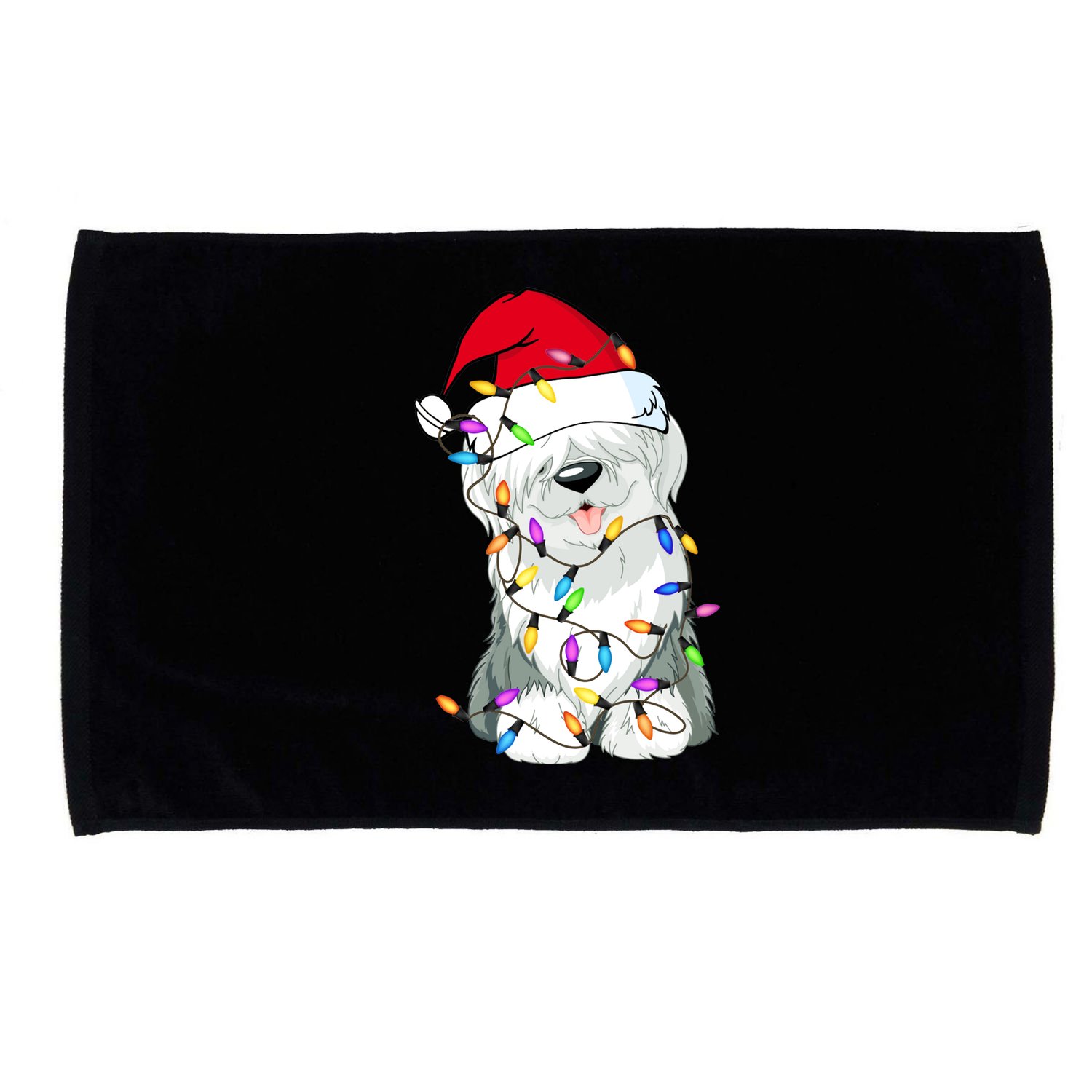 Old English Sheepdog Dog Light Decor Christmas Dog Lovers Long Sleeve TShirt Microfiber Hand Towel