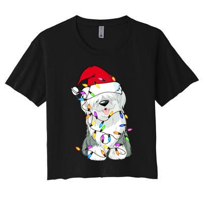 Old English Sheepdog Dog Light Decor Christmas Dog Lovers Long Sleeve TShirt Crop Top