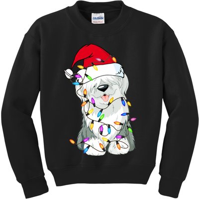 Old English Sheepdog Dog Light Decor Christmas Dog Lovers Long Sleeve TShirt Kids Sweatshirt
