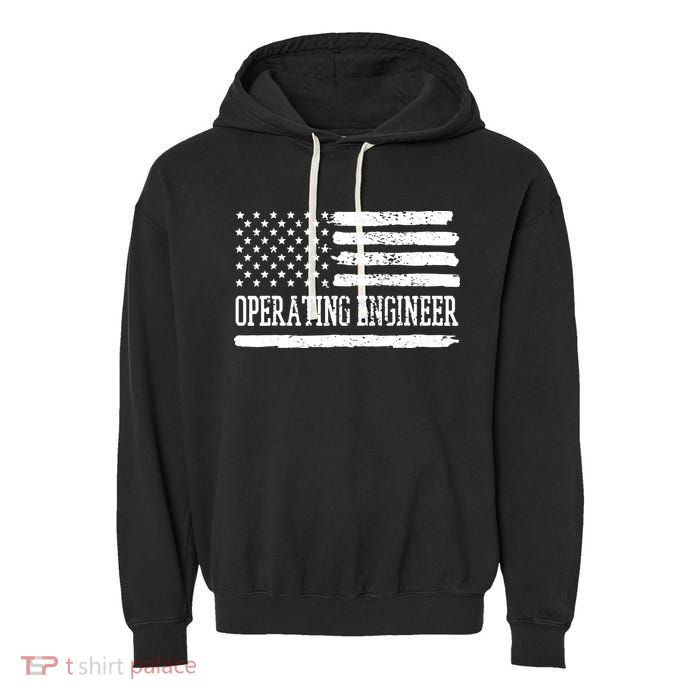 Operating Engineer USA Flag Garment-Dyed Fleece Hoodie