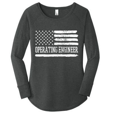 Operating Engineer USA Flag Women's Perfect Tri Tunic Long Sleeve Shirt