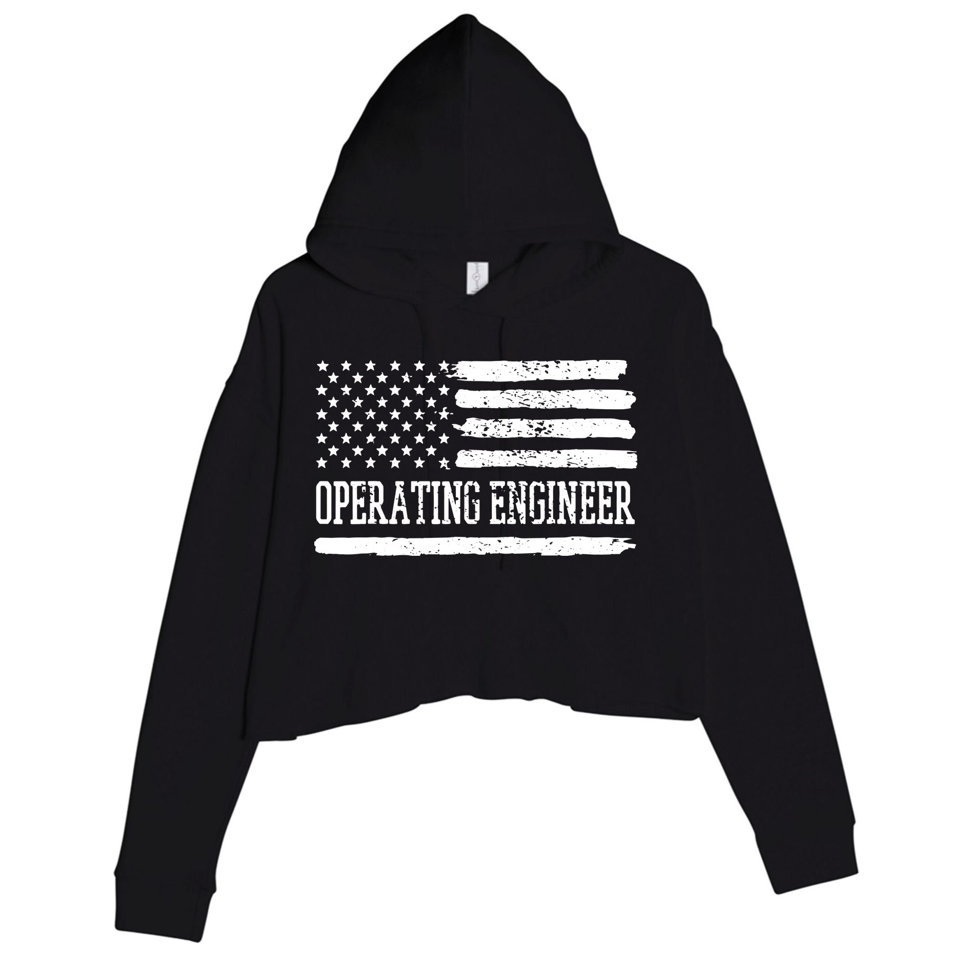Operating Engineer USA Flag Crop Fleece Hoodie