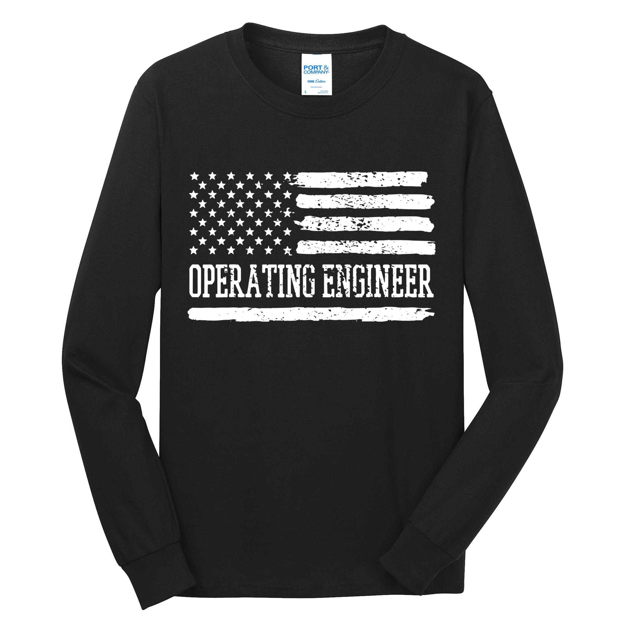 Operating Engineer USA Flag Tall Long Sleeve T-Shirt