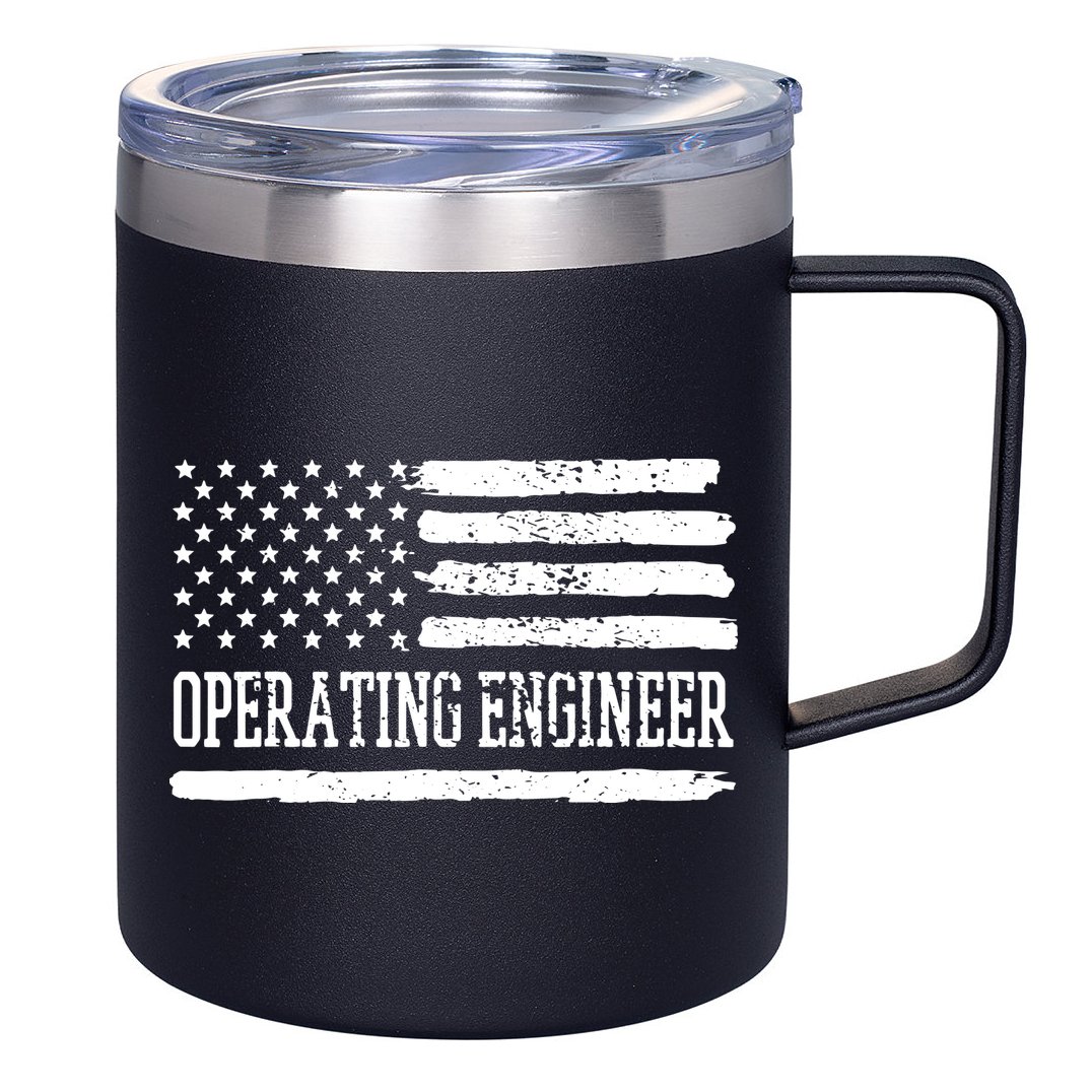 Operating Engineer USA Flag 12oz Stainless Steel Coffee Mug