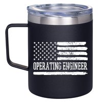 Operating Engineer USA Flag 12oz Stainless Steel Coffee Mug