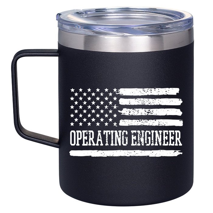 Operating Engineer USA Flag 12oz Stainless Steel Coffee Mug