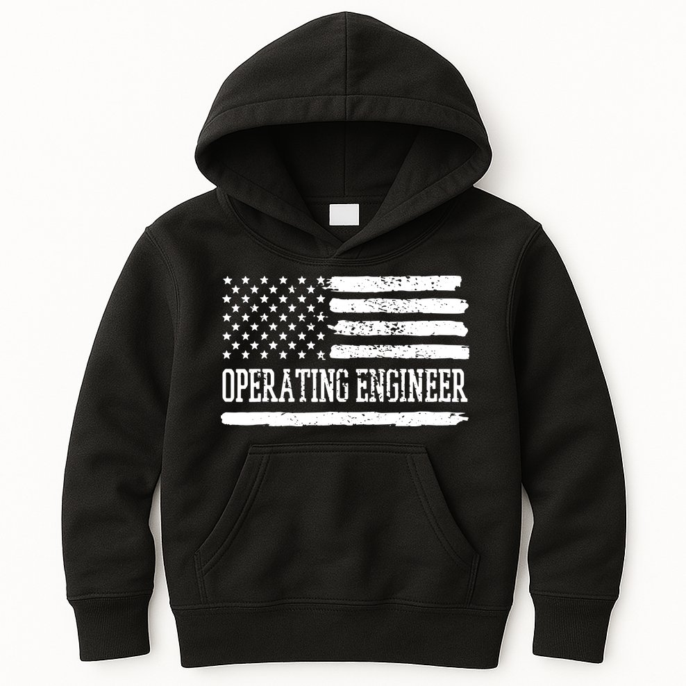 Operating Engineer USA Flag Kids Hoodie
