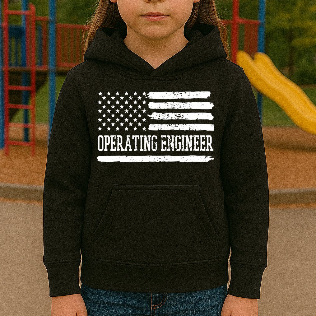 Operating Engineer USA Flag Kids Hoodie