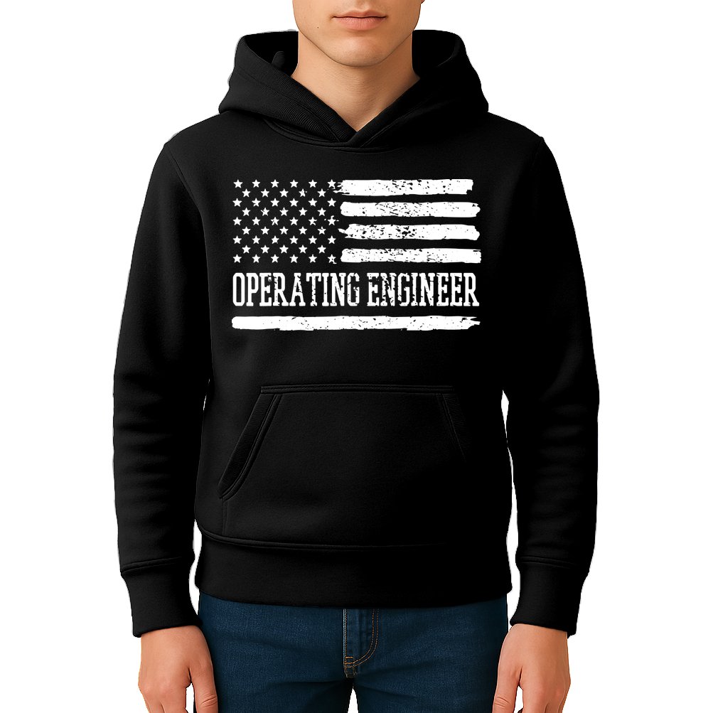 Operating Engineer USA Flag Kids Hoodie