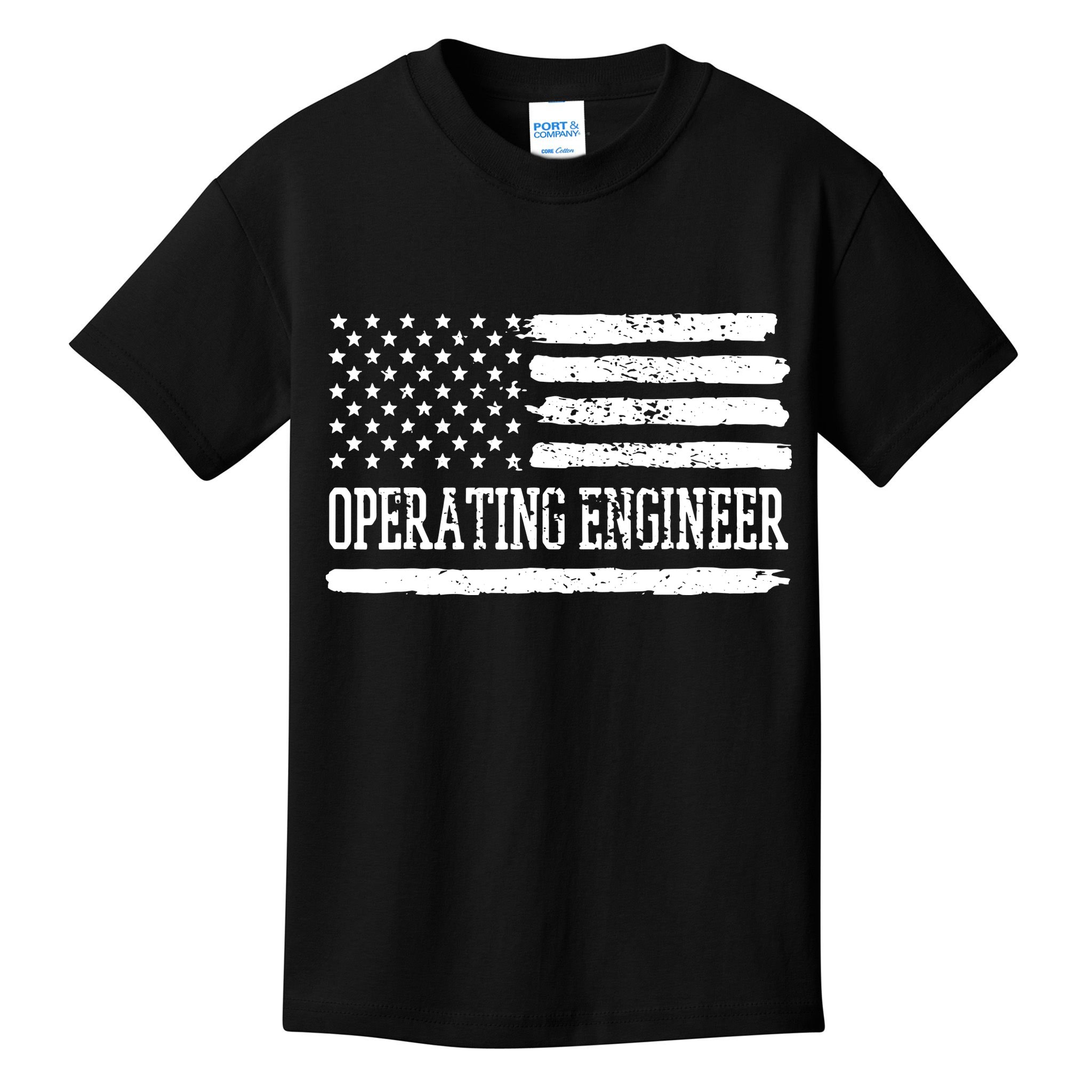 Operating Engineer USA Flag Kids T-Shirt