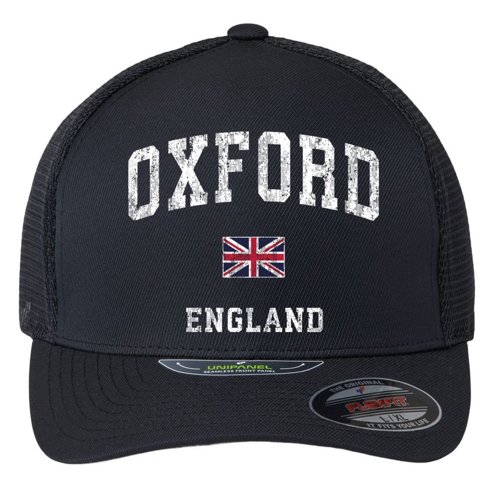 Oxford England Vintage Athletic Sports Design Flexfit Unipanel Trucker Cap