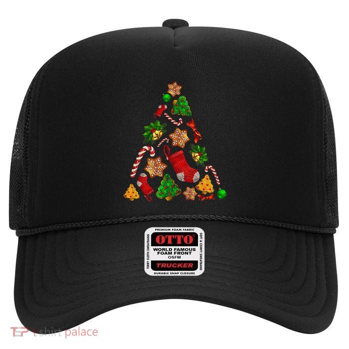 Ornament Elements Xmas Tree Lights Christmas Matching Family High Crown Mesh Back Trucker Hat