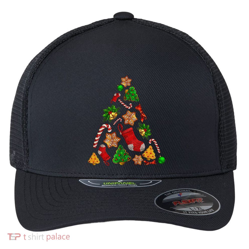 Ornament Elements Xmas Tree Lights Christmas Matching Family Flexfit Unipanel Trucker Cap