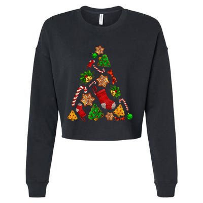 Ornament Elements Xmas Tree Lights Christmas Matching Family Cropped Pullover Crew