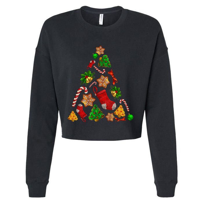Ornament Elements Xmas Tree Lights Christmas Matching Family Cropped Pullover Crew