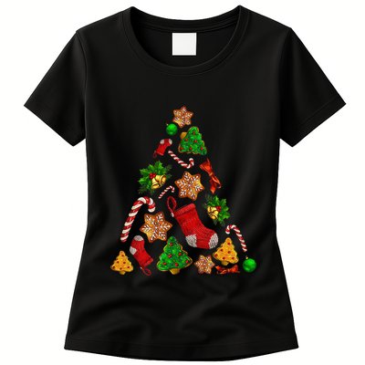 Ornament Elements Xmas Tree Lights Christmas Matching Family Womens T-Shirt
