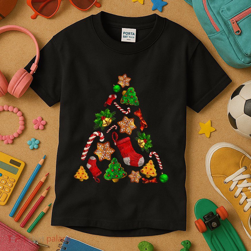 Ornament Elements Xmas Tree Lights Christmas Matching Family Kids T-Shirt